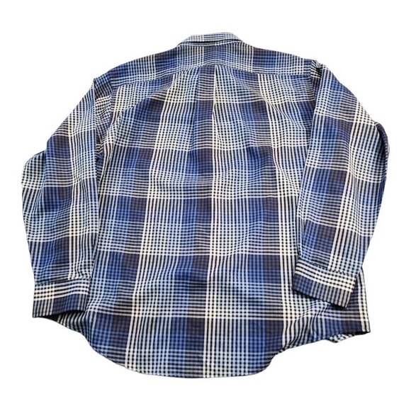 Roundtree & Yorke Mens Shirt Size Large Plaid Button down Long Sleeve Blue - Picture 4 of 11